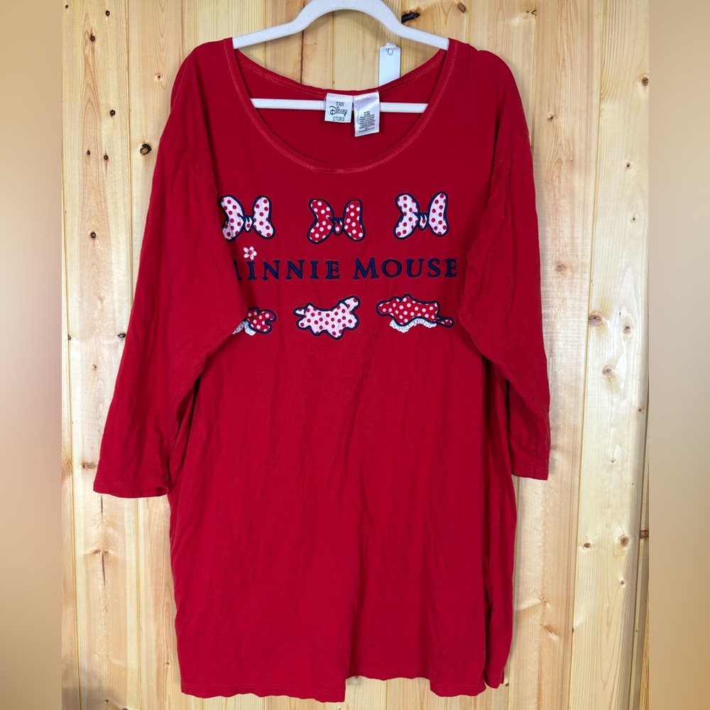The Disney Store Womens Minnie Mouse Night Gown Sz M/L 100% Cotton Red VTG *Read
